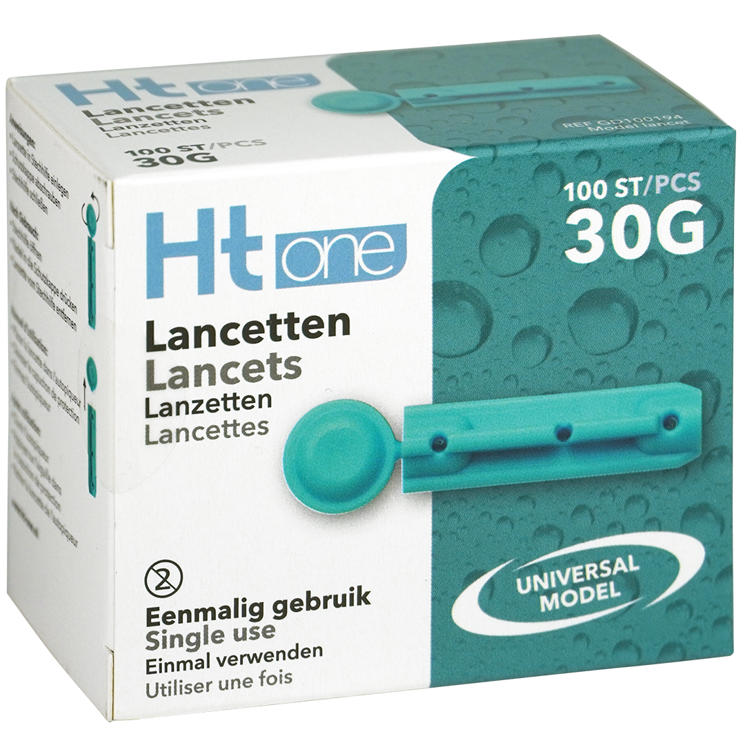 HT One 30G Universele Lancetten – 100 Stuks voor Comfortabele en Hygiënische Bloedafname