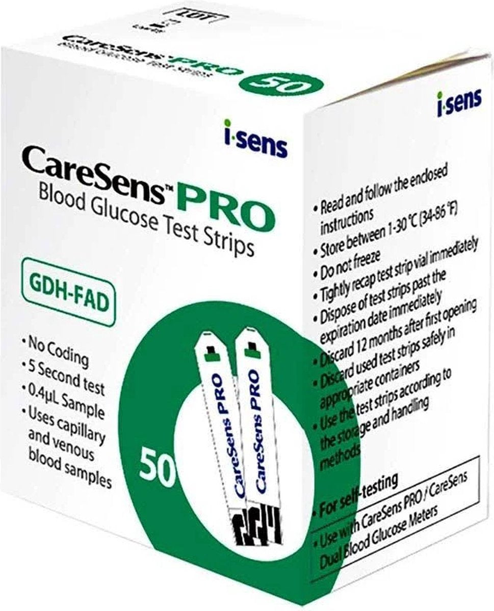 CareSens Pro Teststrips – 50 Stuks voor Betrouwbare Glucose- en Ketonenmetingen