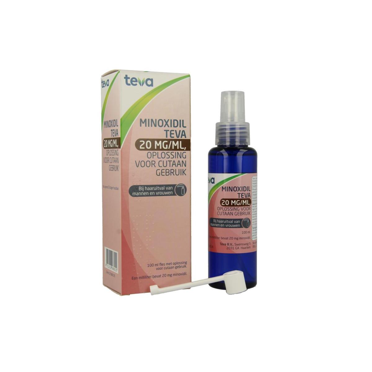 Minoxidil Teva 20 mg/ml - 100ml Haargroeimiddel Oplossing voor Haaruitval en Dikker Haar